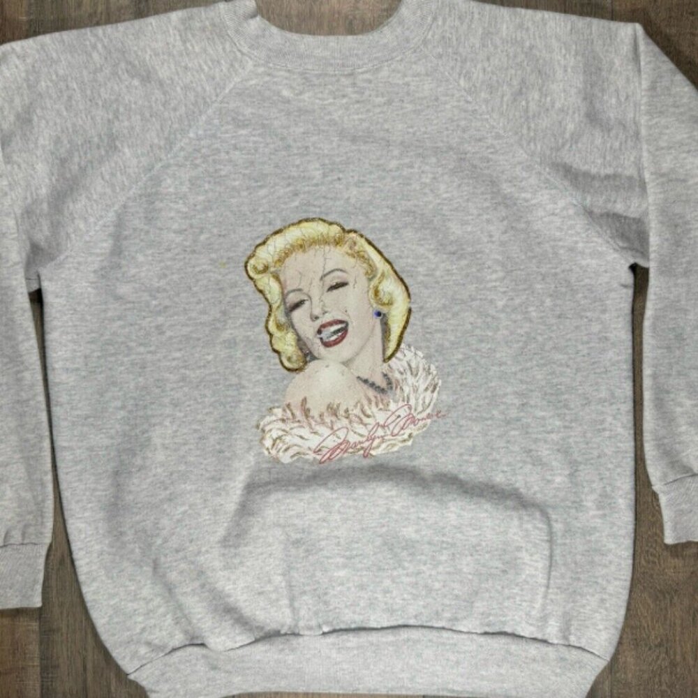 Vintage 90's Marilyn Monroe Puff Paint Portrait XXL USA Made Crewneck Sweatshirt